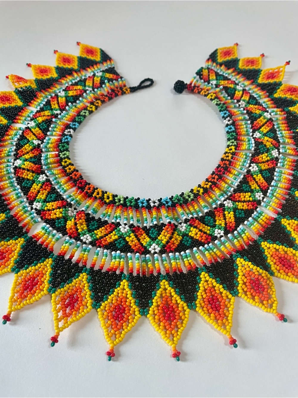 Authentic Hand-Beaded Embera Chami "Okama" Statement Necklace
